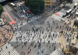 舞蹈演員莊士磊俯瞰涉谷街景。